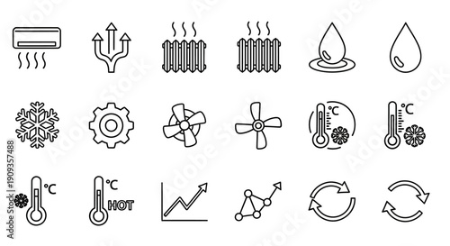 An illustration shows various industrial icons depicting energy and temperature on a white background with gear, turbine, and thermometer symbols.
