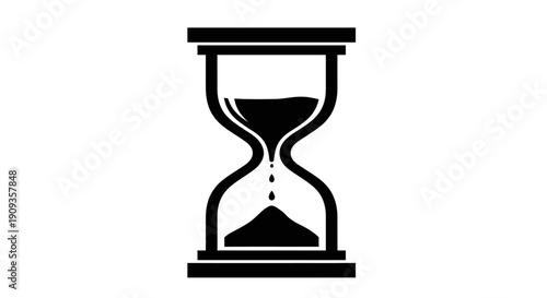 Timeless black hourglass icon illustrating the continuous flow and measurement of time, representing deadlines, waiting periods, and the steady passage of moments