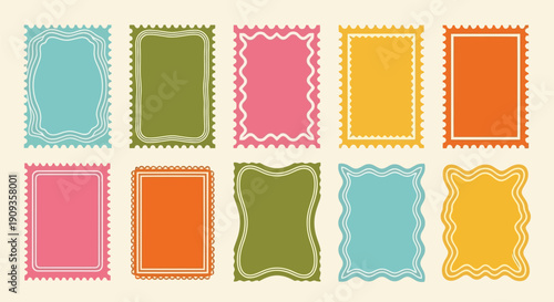 A collection of colorful frames and borders in various shapes and sizes.