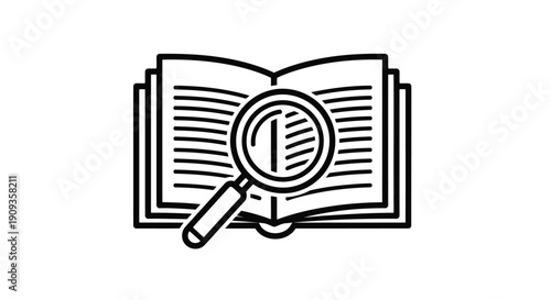 Vector Illustration of a Magnifying Glass over an Open Book