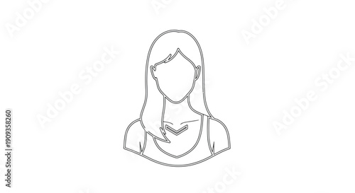 Vector Illustration of a Woman with Long Hair and Simple Outfit