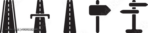 road highway path way icon road sign icon set vector illustration design collection 
