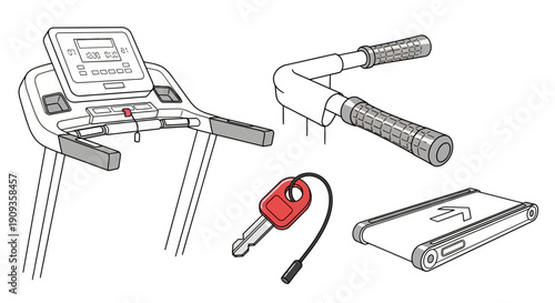 Treadmill Parts and Accessories: Console, Handlebars, Safety Key, Belt