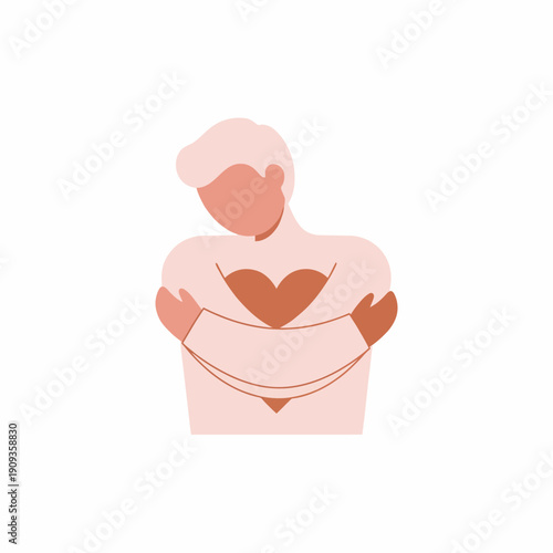 Self love and care concept with a person embracing their heart in a symbolic gesture of affection and acceptance