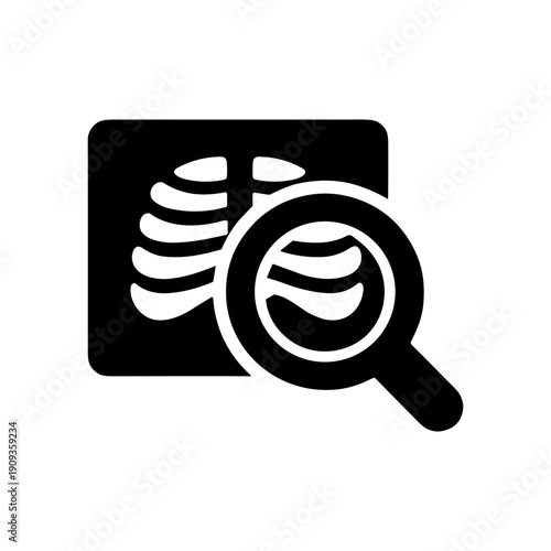 X-ray analysis icon for medical diagnostics and radiology tools, vector illustration