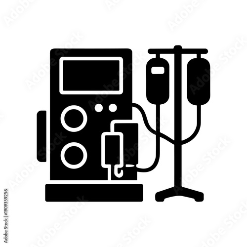 Dialysis machine icon for kidney treatment and hospital equipment, vector illustration