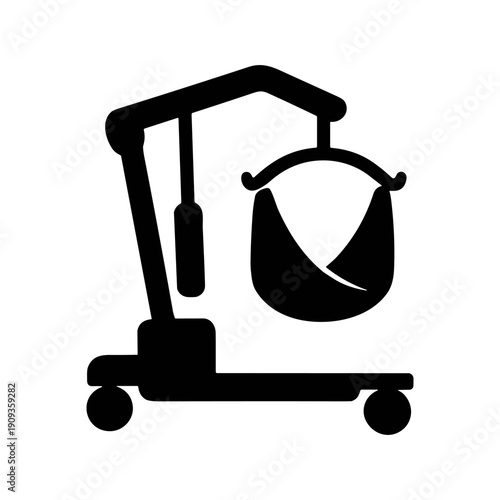 Patient lift hoist icon for elderly care and hospital mobility aid, vector illustration