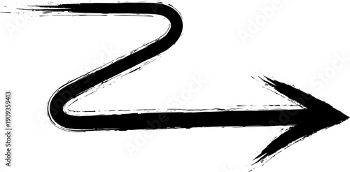 Hand drawn black ink brush stroke arrow outlines