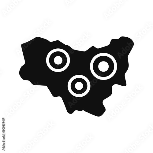 Infection hotspots map icon, vector illustration