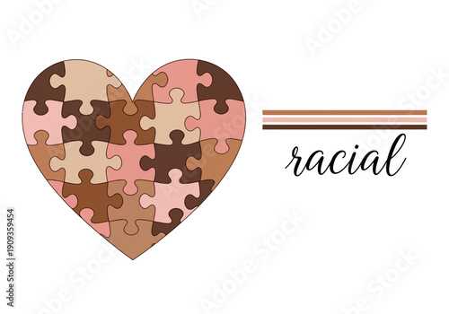 Heart puzzle pieces representing racial harmony and unity