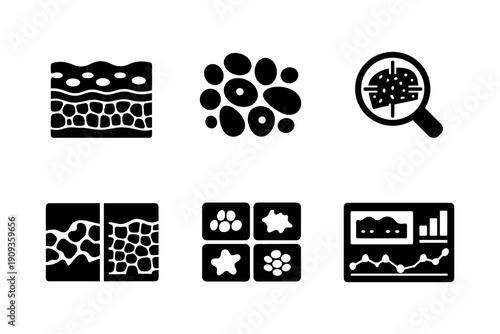 Vector illustration of scientific research, cellular structures, and analysis tools