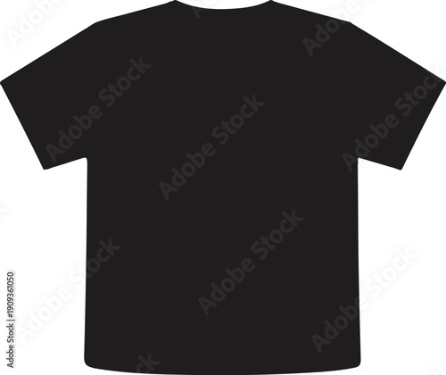 Black t-shirt back view on white background clothing