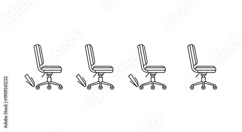 Office Chair Wheels: Adjusting Height Mechanism Explained with Arrows