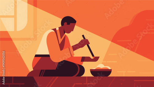 Illustration Of A Person Doing Traditional Activities With Candles Vector Design Template