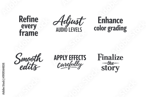 Editing phrases for video production: enhance color grading and audio levels