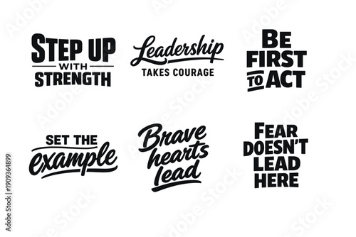 Motivational leadership quotes in bold typography designs
