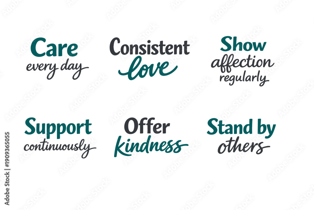 Fototapeta premium Inspirational quotes on consistency, affection, and support in relationships