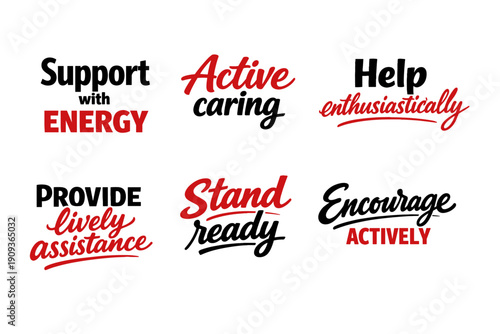 Motivational phrases for support, energy, and active engagement