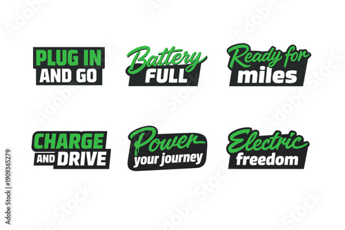 Electric vehicle slogans design featuring green and black text