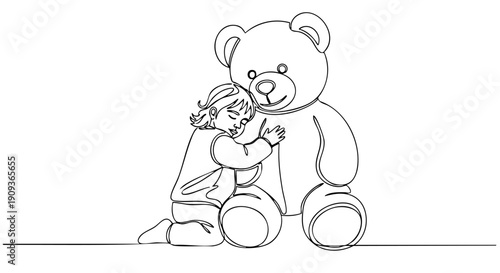 Abstract Continuous Single Line Art of a Mountain Landscape with a Rising Sun Symbol