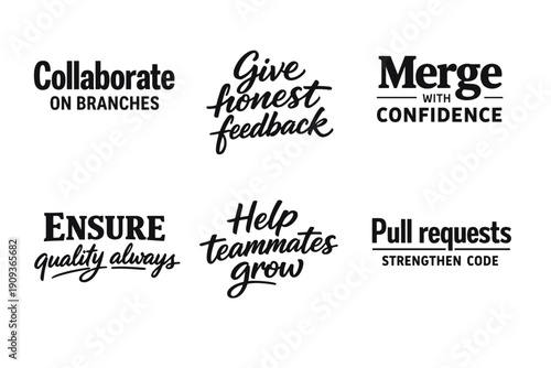 Motivational software development phrases for team collaboration and code quality