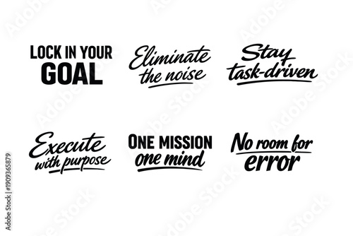 Motivational quotes collection: focus, purpose, mission, goal, precision