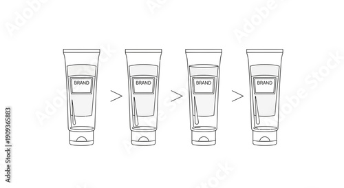 Cosmetic Cream Tube Usage Stages: Full to Empty, Skincare Product Depletion