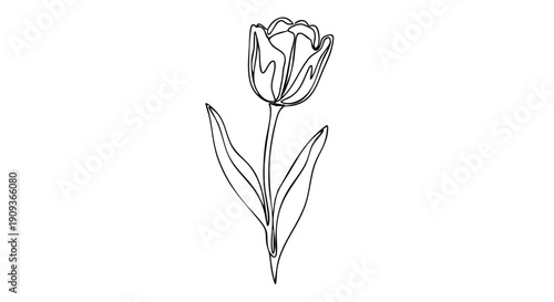 Abstract Continuous Single Line Art of a Mountain Landscape with a Rising Sun Symbol