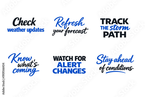 Weather alert phrases: check updates, refresh forecast, track storm, know what's coming