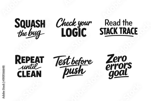 Inspirational software developer quotes in bold black font