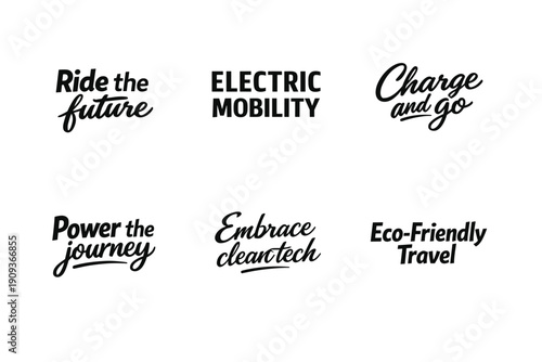 Electric mobility slogans promoting clean tech and eco-friendly travel