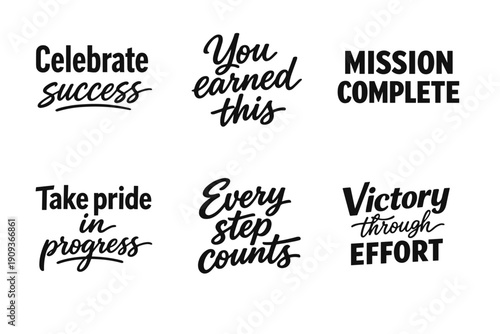 Inspirational quotes on success and motivation in black lettering