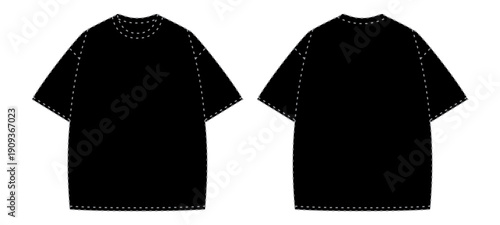 Template design modern trend black t-shirt oversize front and back vector