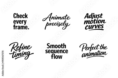 Inspirational animation workflow tips with motivational text messages