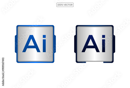 AI chip processor with circuit line on a transparant background. Artificial intelligence illustration template
