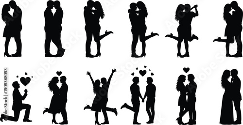 Couple Silhouette Love Romance Kiss Hug Proposal Valentine Relationship Passion Emotion Heart Romantic Together Couplehood Affection Intimacy Wedding Dating Devotion Connection Forever
