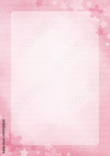 A4縦サイズ 桜のフレーム背景（濃いピンク）春のイベント・告知テンプレート