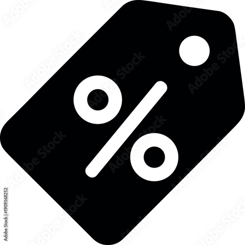 Sale Tag Icon with Percent Symbol, Vector Silhouette Black and White Cricut Design