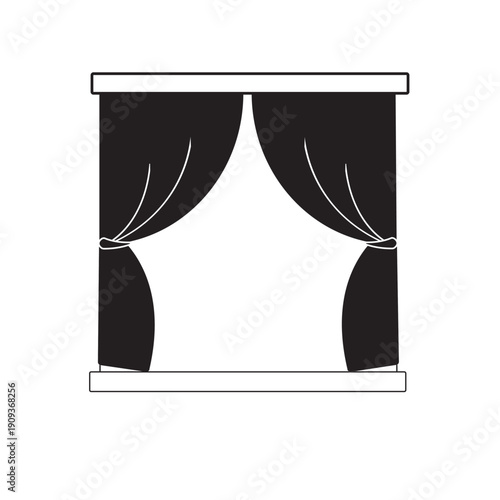 vector illustration of a window with curtains on a white background