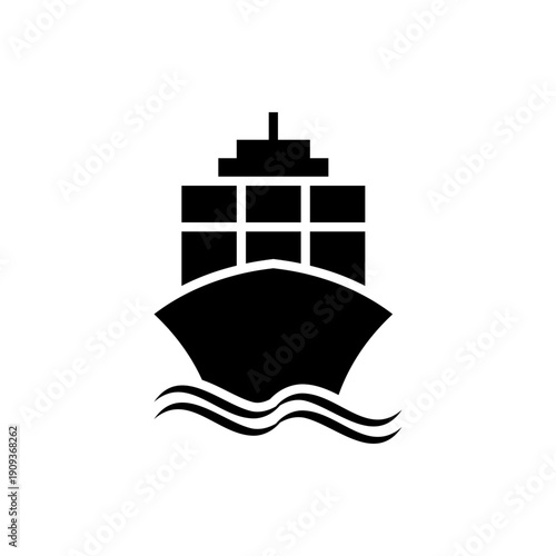 Illustration of a freighter view from the front of the vector