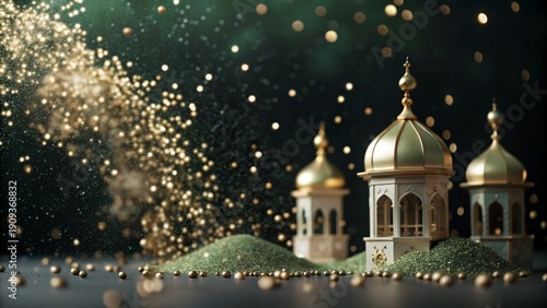Golden Domes with Sparkling Lights and Greenery