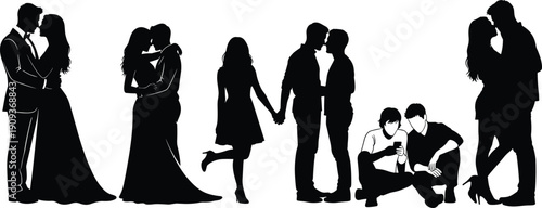 couple, love, romance, romantic, silhouette, relationship, kiss, hugging, holdinghands, together, wedding, engagement, dating, affection, passion, intimacy, valentine, valentines, people, lovers