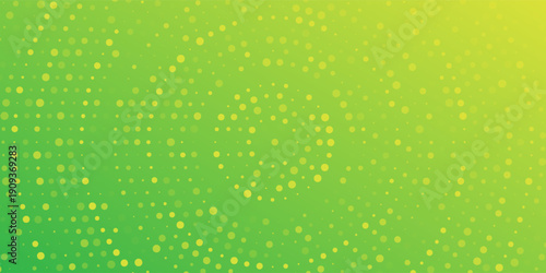 Vector long banner template. Abstract green gradient background with halftone.