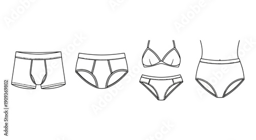 Underwear Collection: Boxer Briefs, Briefs, Bra and Panty Set, High-Waisted