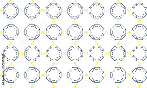 Repeating pattern of blue octagons and yellow triangles geometric abstract