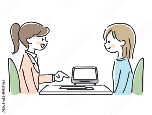 説明を受ける女性