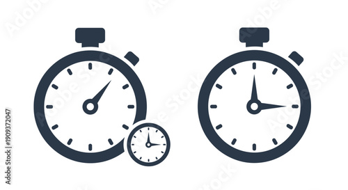 Stopwatch Icons: Time Measurement, Speed, and Efficiency Concepts