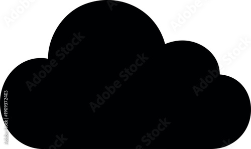 Black Puffy Cloud Icon Minimalist Weather Symbol, Vector Silhouette Black and White Cricut Design