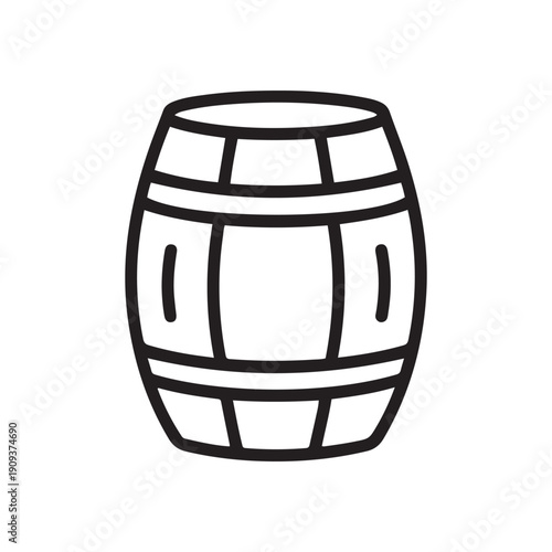 Minimalist Wooden Barrel Line Art Icon for Brewery Wine and Storage Concepts