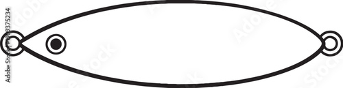 Fishing Lure Top View Black and White Technical Line Art